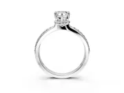 Solitaire Engagement Ring Setting for Pear-Shaped Center with Raised Channel Band and Prong Head in Sterling Silver