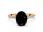 Solitaire Engagement Ring Setting for Fancy Black Oval Center with Pave Accents and Prong Head in Rose Gold
