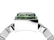 Milgrain Bezel Engagement Ring Setting for Fancy Green Princess Cut Center with Marquise Stations and Bezel Head in Sterling Silver