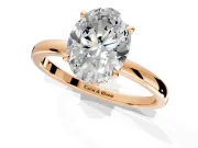 Hidden Halo Engagement Ring Setting for Oval Center with Plain Band and Tall Prong Head in Rose Gold