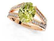 Split Shank Engagement Ring Setting for Fancy Yellow Oval Center with Pave Split Shank and Prong Head in Rose Gold