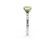 Solitaire Engagement Ring Setting for Fancy Yellow Asscher Cut Center with Bamboo Band and Prong Head in Platinum