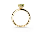 Solitaire Engagement Ring Setting for Fancy Yellow Heart-Shaped Center with Fine Pave Band and Prong Head in Yellow Gold