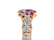 Solitaire Engagement Ring Setting for Fancy Pink Oval Center with Pave Cathedral Shoulders and Prong Head in Rose Gold