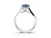 Solitaire Engagement Ring Setting for Fancy Blue Round Cut Center with Cathedral Channel Band and Prong Head in Platinum
