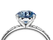 Solitaire Engagement Ring Setting for Fancy Blue Round Cut Center with Scrollwork Band and Prong Head in Platinum
