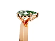 Solitaire Engagement Ring Setting for Fancy Green Pear-Shaped Center with Wide Knife Ridge Band and Prong Head in Rose Gold