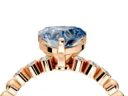 Solitaire Engagement Ring Setting for Fancy Blue Heart-Shaped Center with Bezel-Dot Beaded Band and Prong Head in Rose Gold