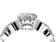 Leaf Engagement Ring Setting for Oval Center with Milgrain Accent Band and Prong Head in Sterling Silver