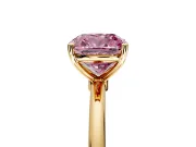 Solitaire Engagement Ring Setting for Fancy Pink Cushion Cut Center with Straight Thin Band and Prong Head in Yellow Gold