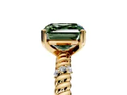 Rope Engagement Ring Setting for Fancy Green Asscher Cut Center with Accent Shoulders and Prong Head in Yellow Gold