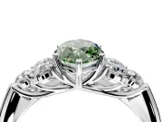 Cluster Engagement Ring Setting for Fancy Green Marquise Center with Round Cut Accent Frame and Prong Head in Platinum
