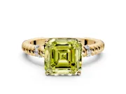 Rope Engagement Ring Setting for Fancy Yellow Asscher Cut Center with Accent Shoulders and Prong Head in Yellow Gold