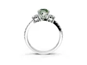 3 Stone Engagement Ring Setting for Fancy Green Marquise Center with Round Cut Side Accents and Prong Head in Sterling Silver