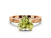 Solitaire Engagement Ring Setting for Fancy Yellow Heart-Shaped Center with Engraved Milgrain Band and Prong Head in Rose Gold