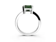 Solitaire Engagement Ring Setting for Fancy Green Asscher Cut Center with Plain Band and Flat Tab Prong Head in White Gold