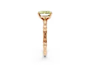 Solitaire Engagement Ring Setting for Fancy Yellow Radiant Cut Center with Bamboo Band and Prong Head in Rose Gold