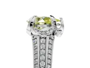 Solitaire Engagement Ring Setting for Fancy Yellow Pear-Shaped Center with Accented Split Shank and Prong Head in Sterling Silver
