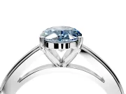 Solitaire Engagement Ring Setting for Fancy Blue Oval Center with Flat-Sided Plain Band and Prong Head in Sterling Silver