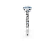 Solitaire Engagement Ring Setting for Fancy Blue Radiant Cut Center with Single Row Accent Band and Prong Head in Sterling Silver