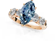 5 Stone Engagement Ring Setting for Fancy Blue Marquise Center with Graduated Accents and Prong Head in Rose Gold