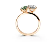 Fancy Green Oval and Emerald Cut Lab-Grown Diamond Toi et Moi Engagement Ring with Prong-Set Stones in Rose Gold