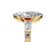 Bar-Set Engagement Ring Setting for Marquise Center with Tapered Baguette Accents and Prong Head in Yellow Gold
