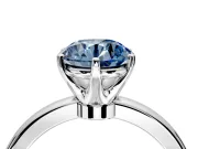 Solitaire Engagement Ring Setting for Fancy Blue Round Cut Center with Plain Band and Tulip Prong Head in Platinum