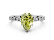 Solitaire Engagement Ring Setting for Fancy Yellow Pear-Shaped Center with Large Accents and Prong Head in Platinum