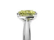 Solitaire Engagement Ring Setting for Fancy Yellow Radiant Cut Center with Reverse Tapered Band and Prong Head in Platinum