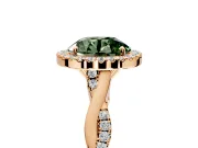 Halo Engagement Ring Setting for Fancy Green Round Cut Center with Twist Band and Prong Head in Rose Gold