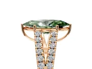 Solitaire Engagement Ring Setting for Fancy Green Marquise Center with Pave Split Shank and Prong Head in Rose Gold