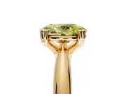 Solitaire Engagement Ring Setting for Fancy Yellow Oval Center with Reverse Tapered Band and Prong Head in Yellow Gold