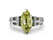 Channel-Set Engagement Ring Setting for Fancy Yellow Marquise Center with Baguette Band and Prong Head in Platinum