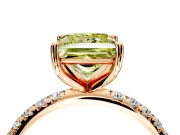 Solitaire Engagement Ring Setting for Fancy Yellow Princess Cut Center with Micro Pave Band and Prong Head in Rose Gold