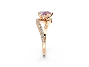 Solitaire Engagement Ring Setting for Fancy Pink Pear-Shaped Center with Pave Bypass Swirl Band and Prong Head in Rose Gold