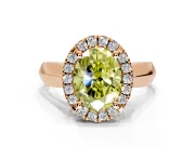 Halo Engagement Ring Setting for Fancy Yellow Oval Center with Square Band and Prong Head in Rose Gold