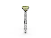 Solitaire Engagement Ring Setting for Fancy Yellow Asscher Cut Center with Milgrain-Edged Pave Band and Prong Head in White Gold