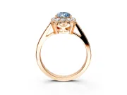 Floral Halo Engagement Ring Setting for Fancy Blue Pear-Shaped Center with Large Halo Accents and Prong Head in Rose Gold