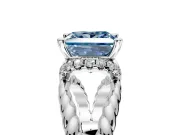 Halo Engagement Ring Setting for Fancy Blue Princess Cut Center with Rope Twist Split Shank and Prong Head in Platinum