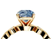 Solitaire Engagement Ring Setting for Fancy Blue Cushion Cut Center with Milgrain Bezel Accents and Prong Head in Yellow Gold