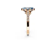 Solitaire Engagement Ring Setting for Fancy Blue Marquise Center with Crossover Accents and Prong Head in Rose Gold