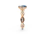 Solitaire Engagement Ring Setting for Fancy Blue Oval Center with Accented Twist Band and Leaf Prong Head in Rose Gold