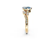 Solitaire Engagement Ring Setting for Fancy Blue Pear-Shaped Center with Marquise Accent Twist Band and Prong Head in Yellow Gold