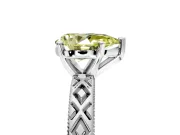 Solitaire Engagement Ring Setting for Fancy Yellow Pear-Shaped Center with Milgrain X Pattern Band and Prong Head in Platinum