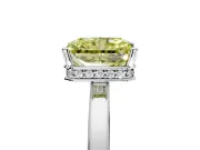 Hidden Halo Engagement Ring Setting for Fancy Yellow Radiant Cut Center with Wide Flat Plain Band and Prong Head in White Gold