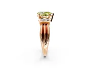 Solitaire Engagement Ring Setting for Fancy Yellow Pear-Shaped Center with Grooved Bar Accent Band and Prong Head in Rose Gold