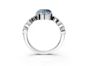 Vintage Station Engagement Ring Setting for Fancy Blue Heart-Shaped Center with Accents and Prong Head in White Gold