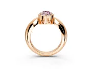 Halo Engagement Ring Setting for Fancy Pink Marquise Center with Tapered Plain Band and Prong Head in Rose Gold