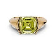 Tension Engagement Ring Setting for Fancy Yellow Asscher Cut Center with Wide Tapered Band and Tension Head in Yellow Gold